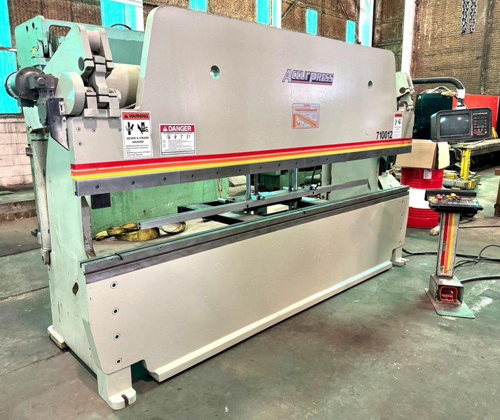 100 Ton Accurpress Hydraulic Press Brake 710012, 12&#039; O.A., 10&#039;6&quot; B.H., CNC Gauge