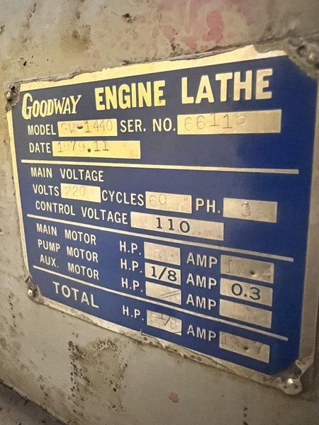 14&quot; x 40&quot; MILLPORT MODEL #1440 GAP BED ENGINE LATHE, 1-9/16&quot; HOLE: STOCK #21728