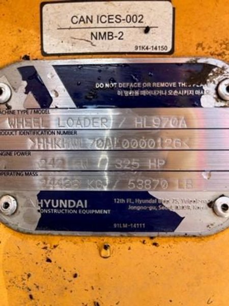 2021 Hyundai HL970A HHKHWL70AL0000126