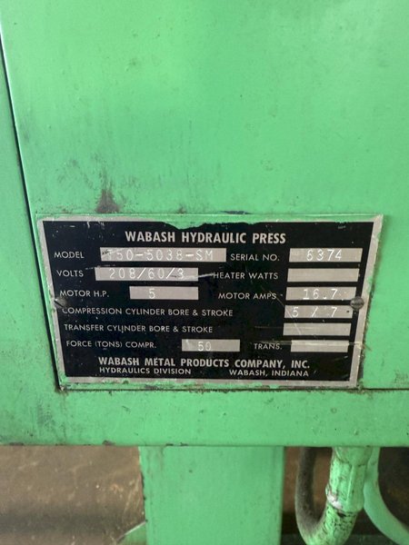 100 TON WABASH 4 POST HYDRAULIC PRESS. STOCK # 0777525