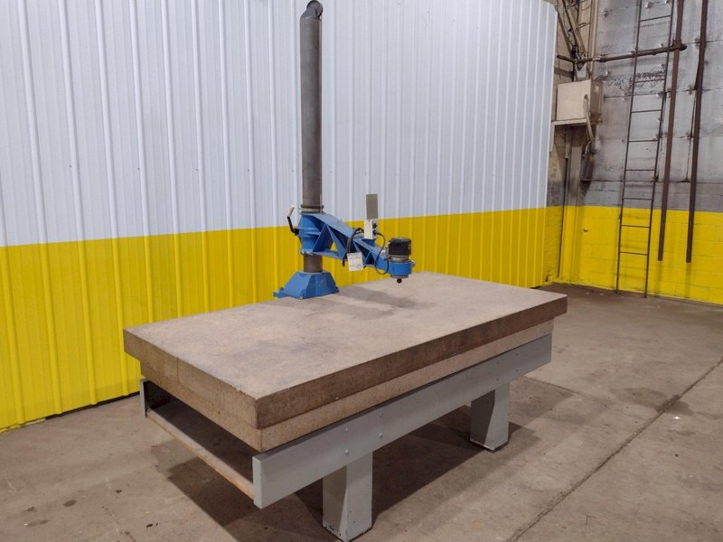 PORTER-CABLE ROUTER W/ HD GUIDE ARM ON 8&#039; X 4&#039; X 10&quot; STARRETT CRYSTAL PINK GRANITE SURFACE PLATE: STOCK #19044