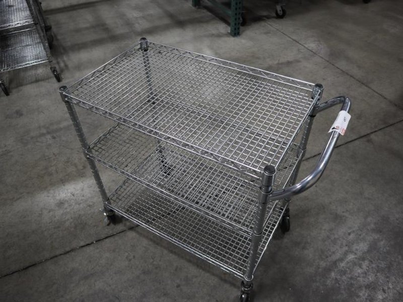 Seville Classic Chrome Wire Shop Cart - 3 Shelves- Auction Item