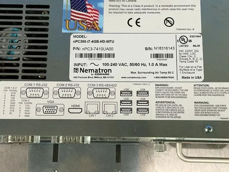NEMATRON INDUSTRIAL PC  -  NPC3-7410UA00 / NPC300-I7-4GB-HD-W7U