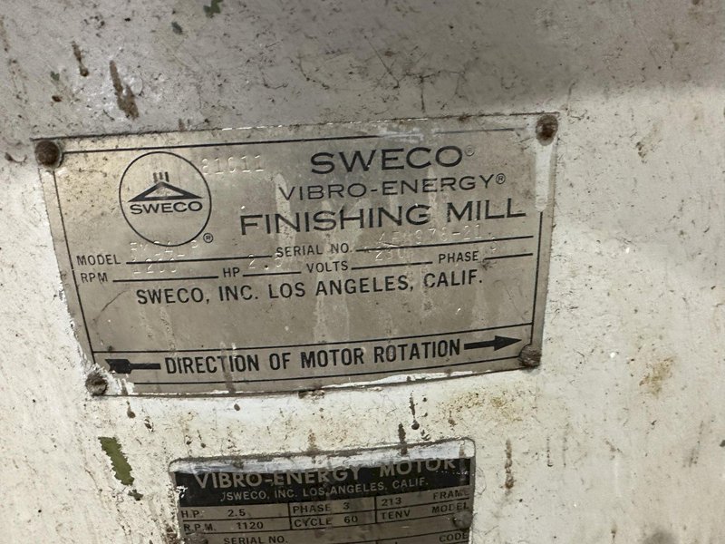4 CUBIC FT SWECO MODEL FPD4LP, VIBRATORY PARTS FINISHER: STOCK #77372