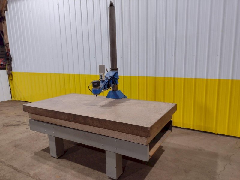 PORTER-CABLE ROUTER W/ HD GUIDE ARM ON 8&#039; X 4&#039; X 10&quot; STARRETT CRYSTAL PINK GRANITE SURFACE PLATE: STOCK #19044