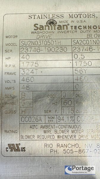 Processtec Inc. 104.27 NG Sanitary Screw Pump  | 40Hp Wash-down Pump Cart Assembly  |  w/AB Touchscreen Controls
