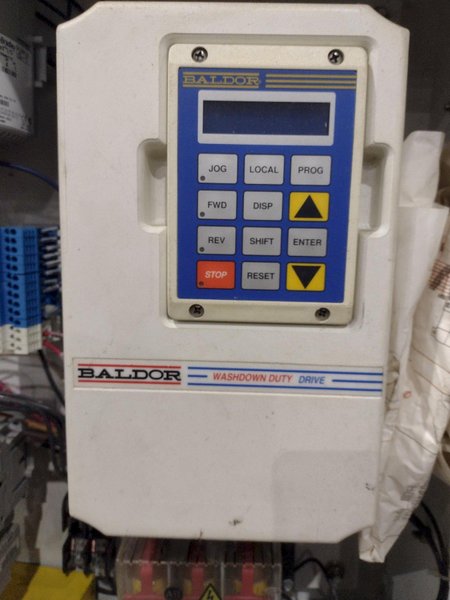 PRESS CONTROL ELECTRIC PANEL WITH BALDOR VARIABLE SPEED DRIVE &amp; ALLEN BRADLEY MICRO LOGIX 1500 CONTROL PLC : YOBRO 25099