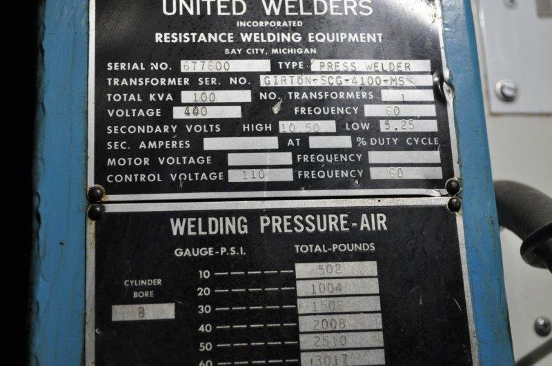 100 KVA UNITED SPOT WELDER