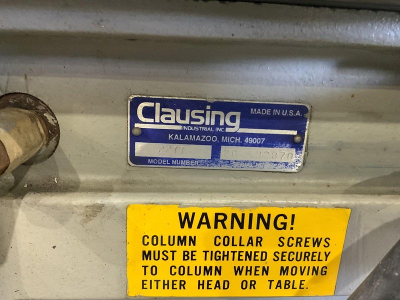 20" CLAUSING MODEL 2277 SINGLE SPINDLE DRILL: STOCK #81484