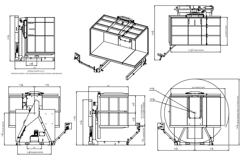 3750 LBS x 96" X 96" PREMIER MODEL #FS-WIDEBODY HYDRAULIC CLAMP &amp; ROTATE PALLET FLIPPER: YOBRO #24597