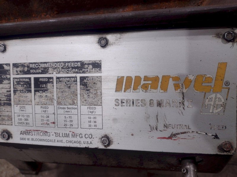 18" X 20" ARMSTRONG MARVEL SERIES 8 MARK 1 VERTICAL BAND SAW: STOCK #11225