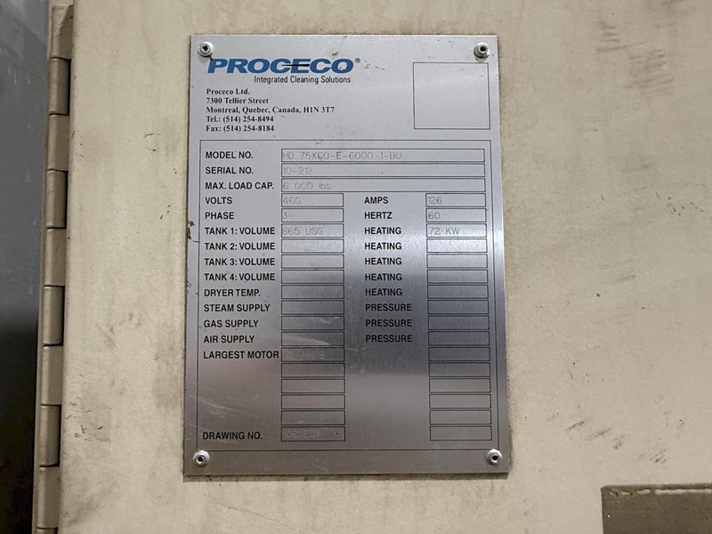 75&quot; x 60&quot; PROCECO MODEL #HD-75X60-E-6000-1-BO HEAVY DUTY ROTARY TABLE PARTS WASHER: YOBRO #24051