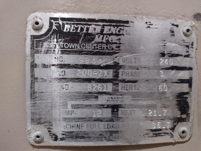 27&quot; X 36&quot; BETTER ENGINEERING MODEL #200-ZX HEATED ROTARY PARTS WASHER: STOCK #19498