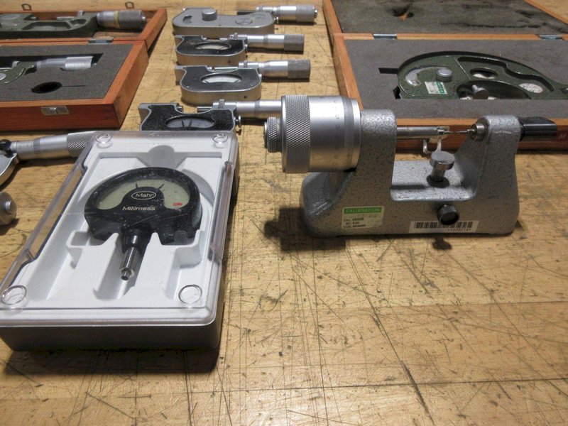 Pressure Micrometers, 0-1" &amp; 1-2", (1) Mahr Bench Micrometer with Millimess Indicator, Other Assorted Brands, Mitutoyo, Scherr Tumico- Auction Item