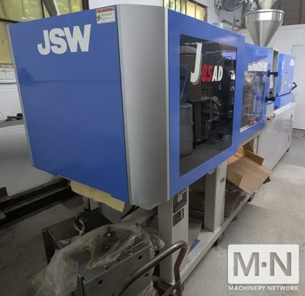 85 TON 4.8 OZ JSW MODEL J85AD-110H ELECTRIC INJECTION MOLDING MACHINE MFG 2015 WITH LOW HOURS