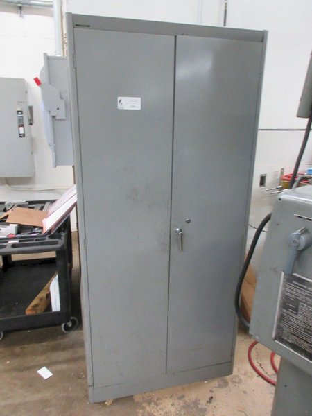 2 Door Metal Storage Cabinet, 4 Adjustable Shelves and Contents- Auction Item