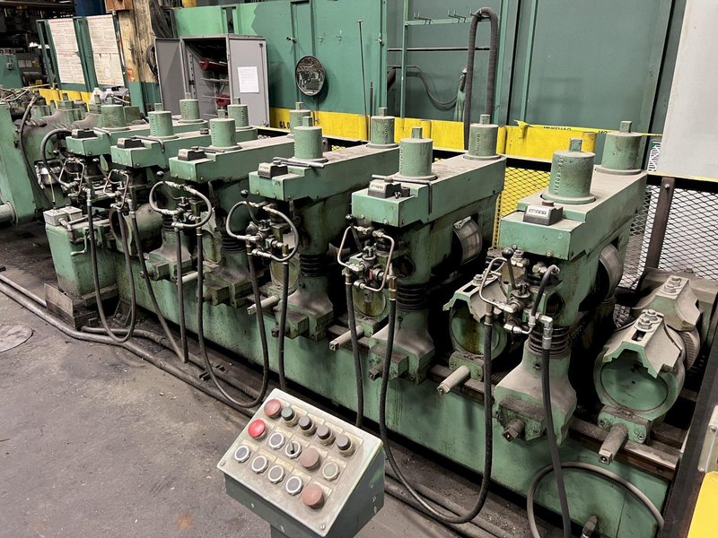 12 ROLL MEECO MODEL #12-12-TPVC (HD3) 2-PLANE SHAPE, ROD &amp; FLAT STOCK ROTARY STRAIGHTENING &amp; CHAMFER SYSTEM: STOCK #18428