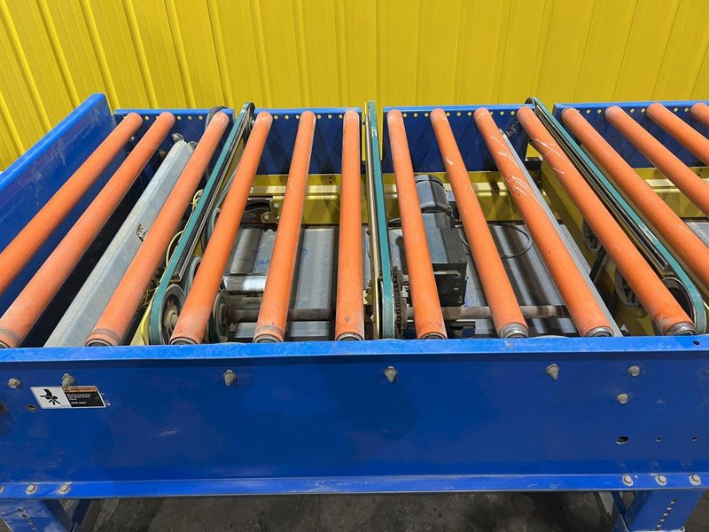 120&quot; X 44&quot; LEWCO POWERED ROLLER CONVEYOR WITH PNEUMATIC TRANSFERS: STOCK #19828