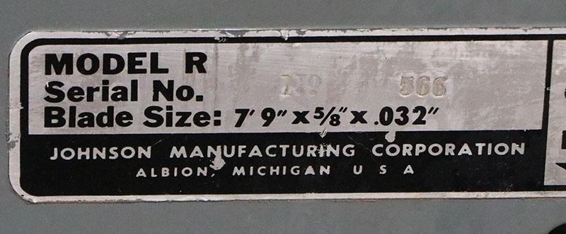 7" x 12" KYSOR JOHNSON HORIZONTAL BANDSAW MODEL: R