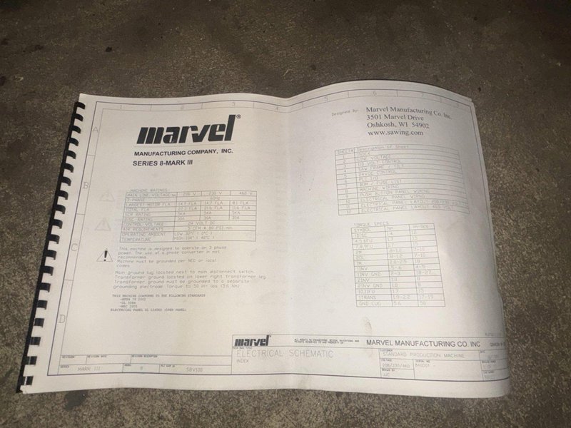 18" x 22" MARVEL SERIES 8 MARK III VERTICAL TILT FRAME BANDSAW: STOCK #23228