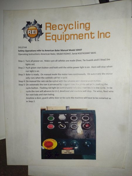 24" X 36" X 96" LONG AMERICAN MODEL #10447 HYDRAULIC HORIZONTAL BALER: YOBRO #24745