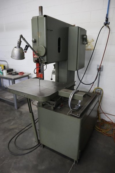 Grob 4V-18 Vertical Band Saw, 18" Throat, Blade Welder | Grinder, Variable Band Speed, Tilting Work Table w Pneumatic Feed- Auction Item