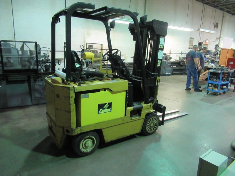 Caterpillar M50D-SA 5000 LBS Electric Forklift with Charger, Triple Mast, Cushion Tires, Side Shift, 48" Forks- Auction Item