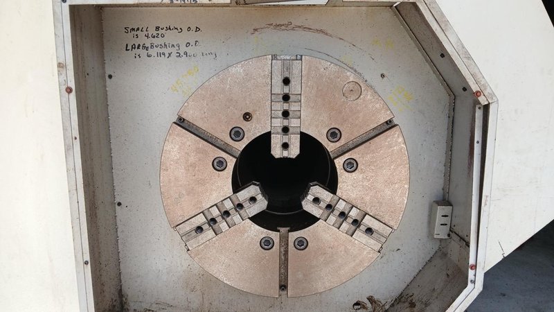 37.4″ x 156″ Hankook Protec 9NC 10″ Spindle Bore, Dual Chucks, 2006 – Chip Conveyor, 8 Station Turret