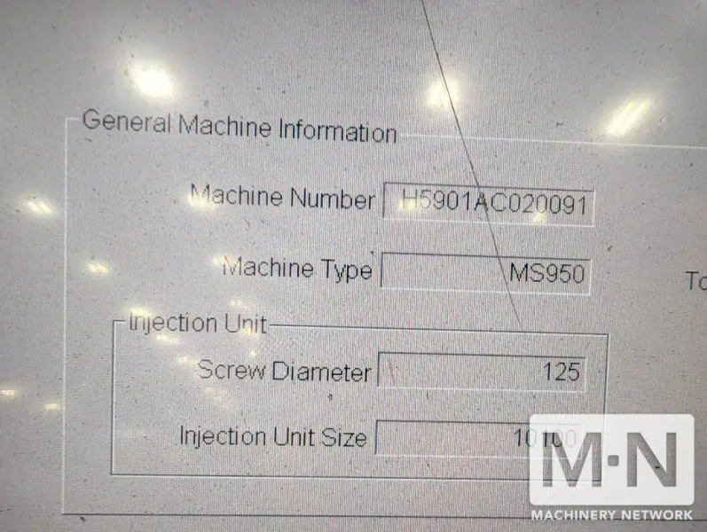 950 TON 232 OZ CINCINNATI MILACRON MODEL MM950 INJECTION MOLDING MACHINE MFG 2013