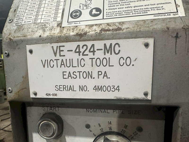 4&quot; TO 24&quot; VICTAULIC MODEL #VE-424-MC HYDRAULIC GROOVER MACHINE: STOCK #22645