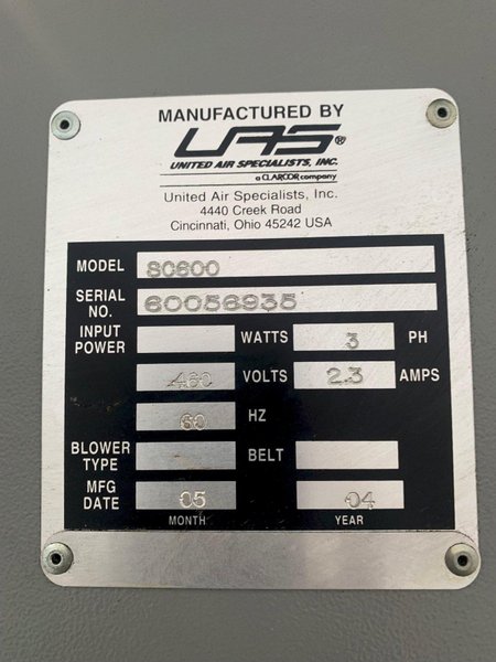 UNITED AIR SPECIALISTS SC600 DUST COLLECTOR. STOCK # 0682724