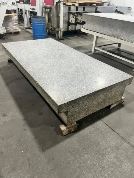 USED 8' X 4' X 14" GRANITE SURFACE PLATE WITH DRILLED AND TAPPED HOLES