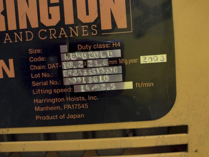 2 TON x 12&#039; GORBEL TENSION STAND JIB CRANE WITH 2 TON HARRINGTON HOIST &amp; POWER TROLLEY: STOCK #18873