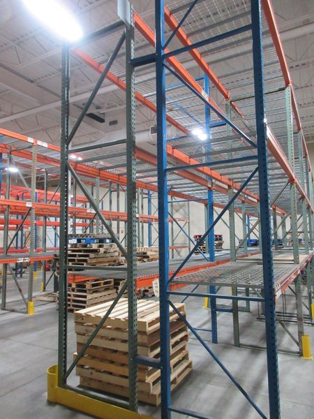 Pallet Racking - (2) Back to Back Bays: (12) 14'H x 42" Uprights, Teardrop Style, (30) 8' Shelves, Wire Decking- *NO CONTENTS*- Auction Item