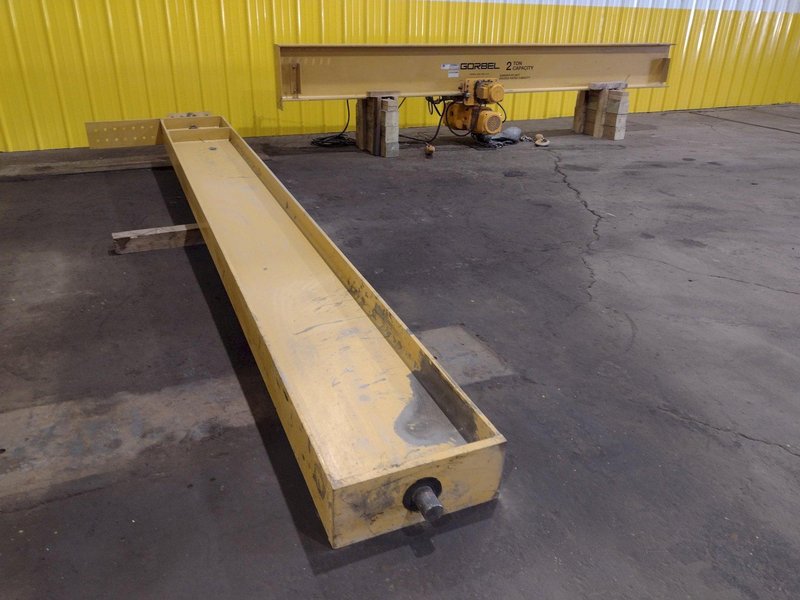 2 TON x 12&#039; GORBEL TENSION STAND JIB CRANE WITH 2 TON HARRINGTON HOIST &amp; POWER TROLLEY: STOCK #18873