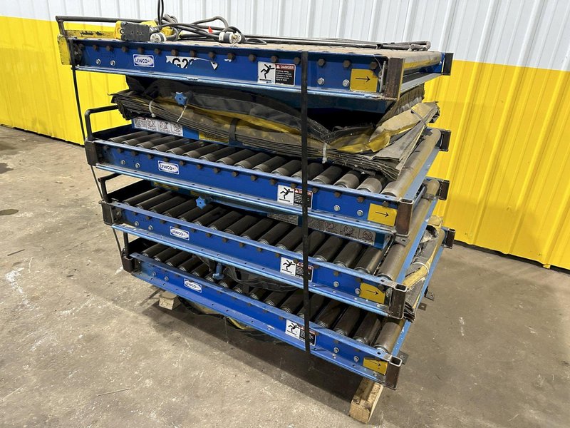 3,000 LBS X 48" X 48" ROTO-MAX HYDRAULIC SCISSOR LIFT TABLE W/ ROTARY LEWCO ROLLER CONVEYOR TOP, 110 VOLT: STOCK #20876