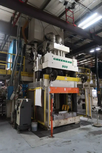 2017 Greenerd 4TA-900/700 - 60x60 900-Ton 4-Post Hydraulic Deep Draw Press - Includes Fanuc R-2000iB/210F Loading Robot