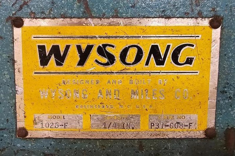 10' X 1/4" WYSONG MODEL #1025-F POWER SQUARING SHEAR: YOBRO #25202