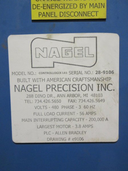 Nagel ECO 40-2 Automatic Vertical CNC Honing Machine, Twin Spindle, (New In 2012), Allen Bradley Panel View Plus 1500 Control.- Auction Item