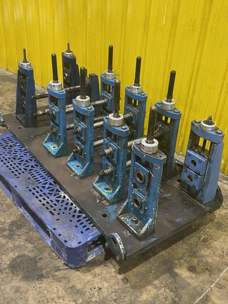 4 STAND X 1.5&quot; X 11&quot; YODER ROLLFORMER STANDS ON 6 STAND RAFTED BASE: STOCK #16781