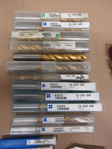 Carbide and HSS End Mills, Drills, Assorted Brands and Sizes.  OSG Guhring, Melin Widia and More- Auction Item
