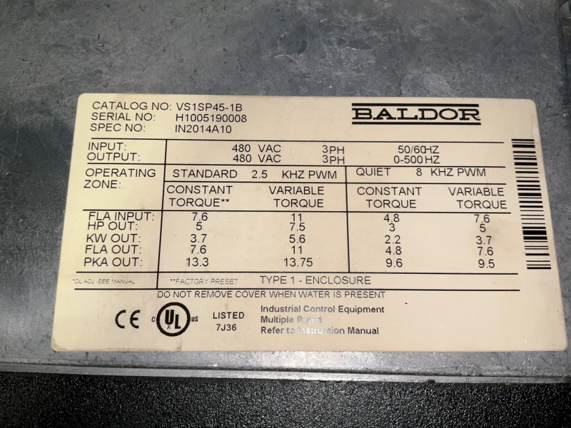 BALDOR H2 INVERTER   -  VS1SP45-1B