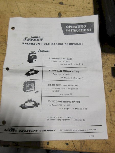 Sunnen Gage Setting Fixture, Model PG400, Range .100" - 1.500",  in Plastic Carry Case- Auction Item