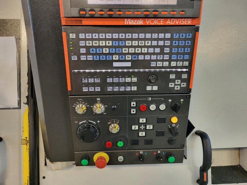 Mazak QTN 450-II CNC Turning Center 2006- Tool Setter, SMW Autoblok 19″ Chuck , 24 Station, Chip Conveyor