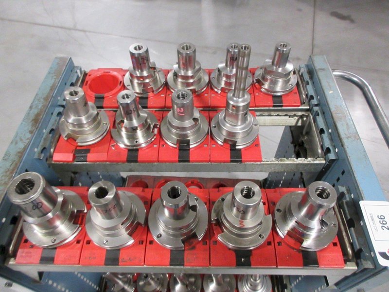 Lista Rolling Tool Cart with Adjustable Shelves, (29) CAT50 Pockets and (18) Erickson CAT50 Hydraulic Tool Holders- Auction Item