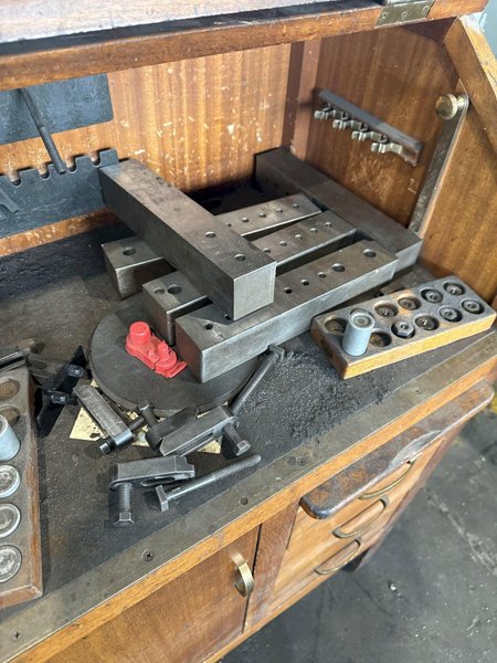MOORE NO. G18 JIG GRINDER W/ CABINET OF TO0LING. STOCK # 0774725