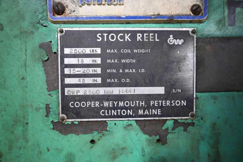 2,500 Lb. x 18″ COOPER WEYMOUTH CWP 2500 18M Single Uncoiler