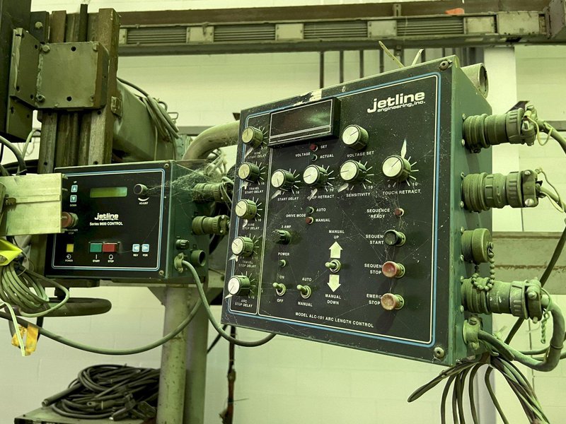 20&#039; RANSOME RAIL MOUNTED WELDING MANIPULATOR WITH LINCOLN WELDERS: STOCK #17950