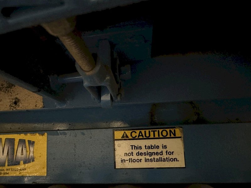 3,000 LBS X 48" X 48" ROTO-MAX HYDRAULIC SCISSOR LIFT TABLE W/ ROTARY LEWCO ROLLER CONVEYOR TOP, 110 VOLT: STOCK #20877