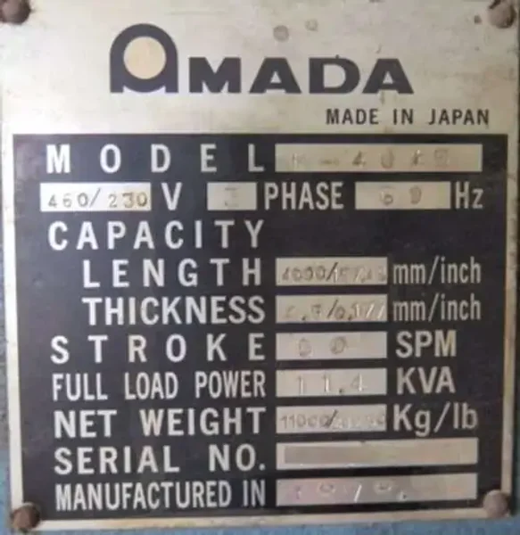 Amada M-4045 Power Squaring Shear